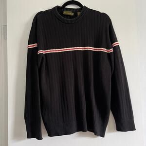 Timberland Men’s Ribbed Knit Cotton Sweater – Navy w/ Stripe Detail – Size M